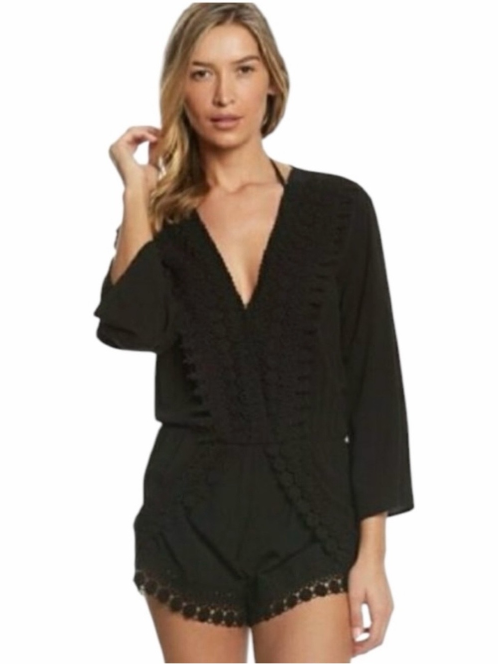 La Blanca Women's Crochet Trim Romper Swimsuit Cover Up size XL
